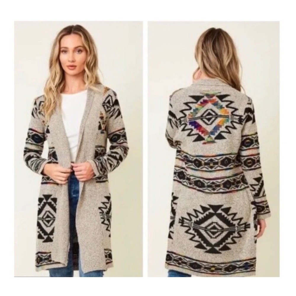 Northern Angel Women's size XL Aztec Southwestern Duster Cardigan Sweater